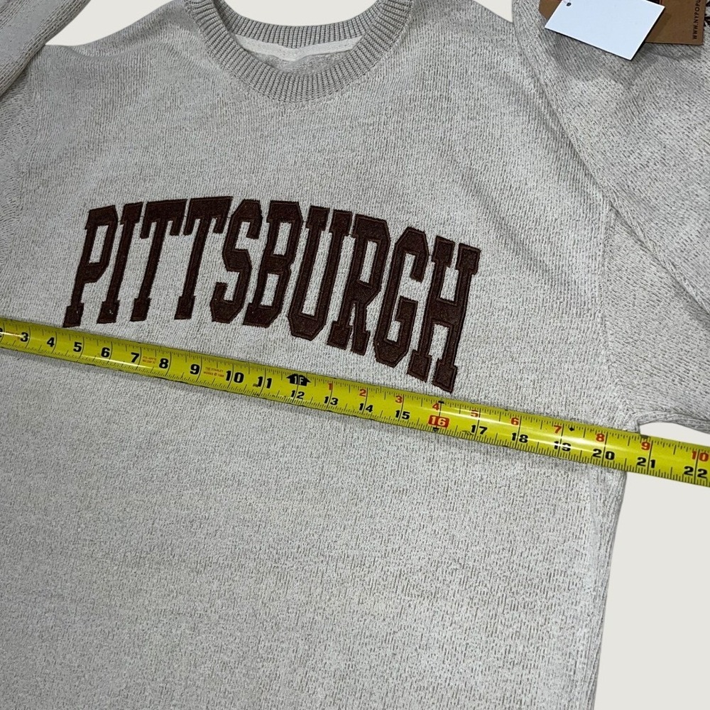 New York Popular Pittsburgh Sweatshirt Mens Large Oatmeal Crewneck Pullover NEW - Picture 7 of 8